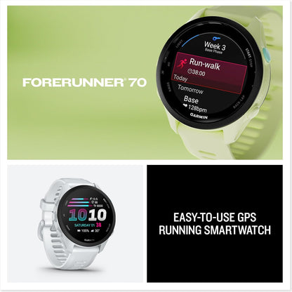 Garmin Forerunner® 70, 43mm, Black | Beginner-Level Running Smartwatch, Pace, Distance and Heart Rate, Daily Suggested Workouts, Adaptive Training Plans