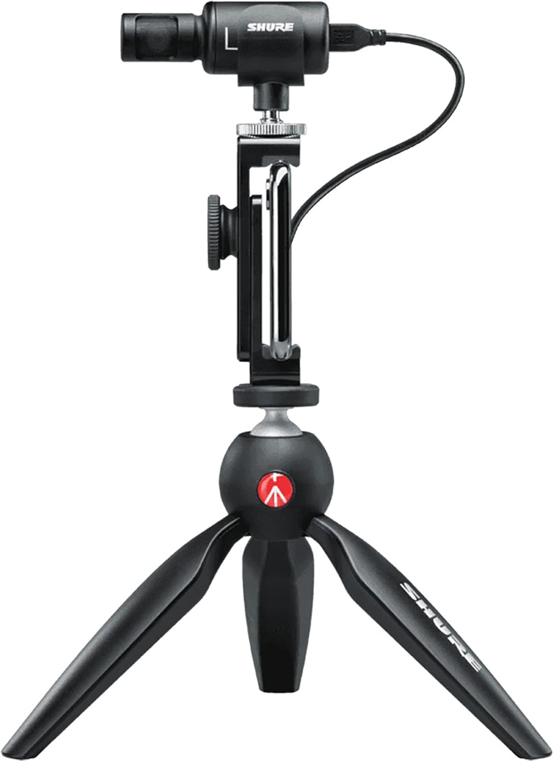 Shure Portable Videography Kit - Professional Recording Rig with MV88+ iPhone Mic, Manfrotto PIXI Tripod, Phone Clamp, Mount, AMV88-Fur Windjammer and SE215 PRO Sound Isolating Earbuds (MV88+SE215-CL)