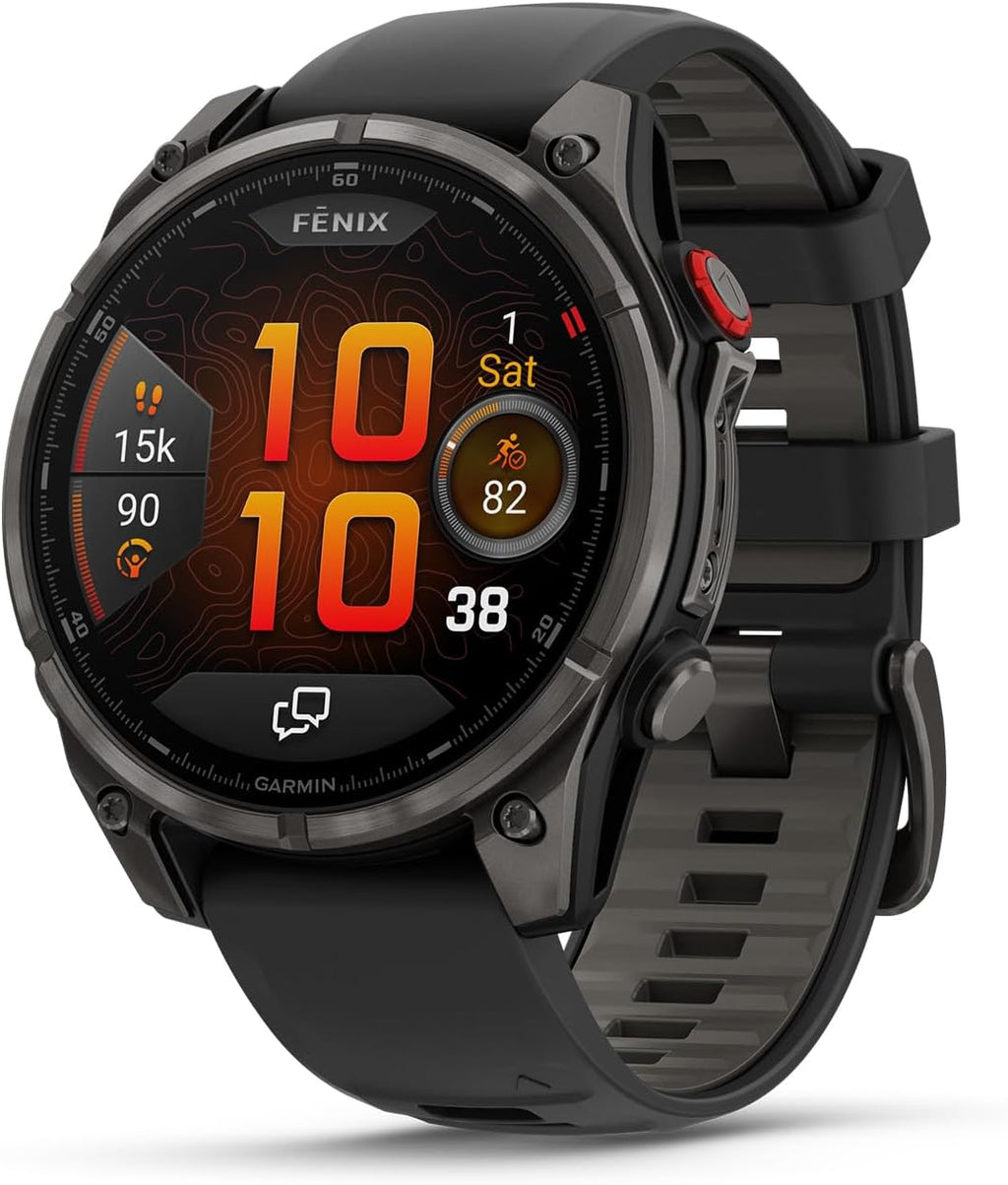 Garmin fēnix® 8 Pro, 47mm, Sapphire, DLC Titanium, Black/Pebble Gray | Premium Multisport Smartwatch, inReach® Technology, AMOLED Display, Built-In Flashlight, Dive-Rated, Built-In Speakers & Mic