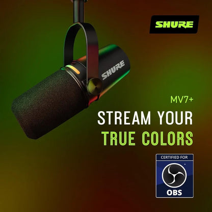 Shure MV7+ USB-C & XLR Podcast Dynamic Microphone - Black