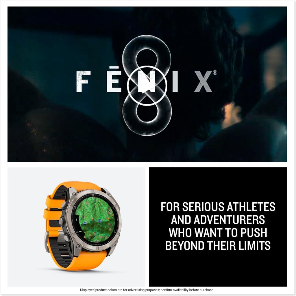 Garmin fēnix® 8, Sapphire, Titanium, 51mm, Spark Orange/Graphite | Larger-Sized Premium Multisport Smartwatch, AMOLED Display, GPS, Built-In Flashlight, Dive-Rated, Built-In Speakers & Mic