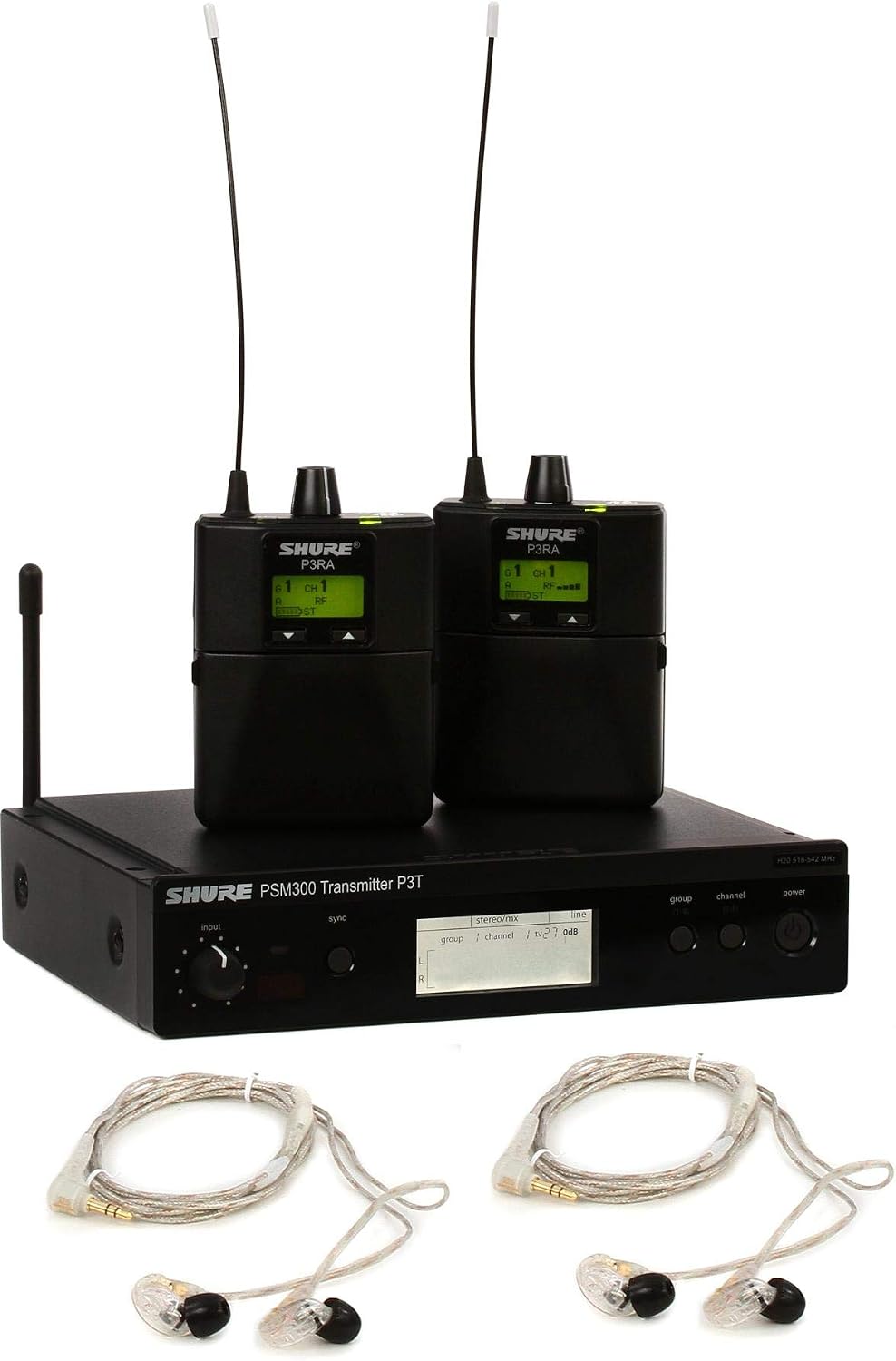 Shure PSM300 P3TRA215TWP Pro Wireless in-Ear Personal Monitor System with SE215-CL Earphones, Twinpack - H20 Band
