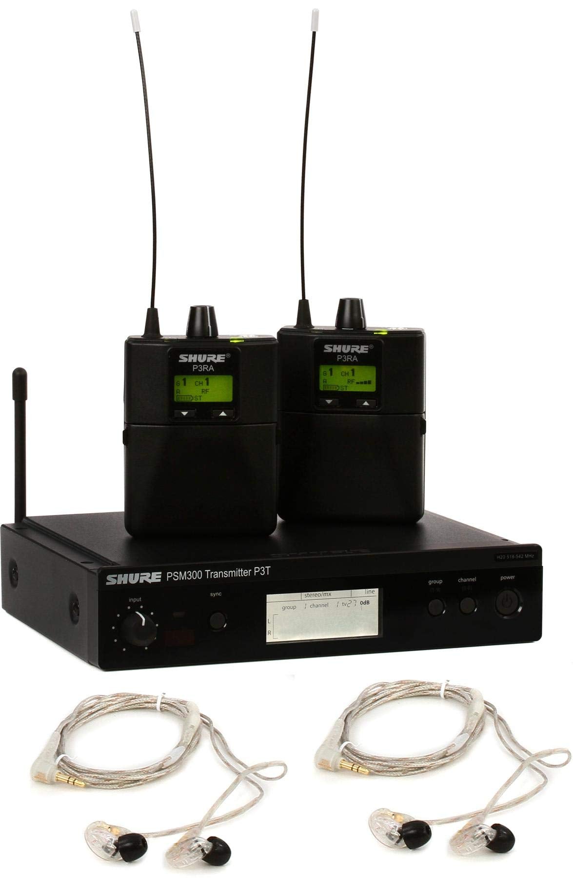 Shure PSM300 P3TRA215CL Pro Wireless in-Ear Personal Monitoring System with SE215-CL Earphones - H20 Band