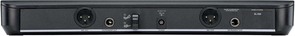 Shure BLX288/B58 Dual-Channel Wireless Audio System H11 Band (572–596 MHz) – BLX88 Receiver, (2) BLX2 Transmitters with Beta 58A Mic, Up to 14 Hr Battery, 300 ft Range