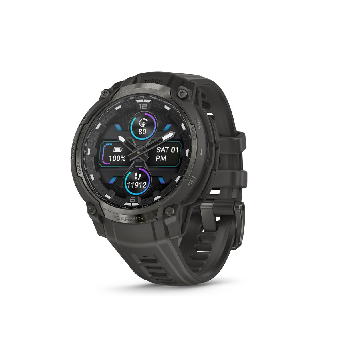 Garmin Instinct® Crossover AMOLED - Tactical Edition, 46mm, Black | Bright AMOLED Display, Rugged GPS Smartwatch, Built-In Dimmable Flashlight, Detailed Health & Wellness Features