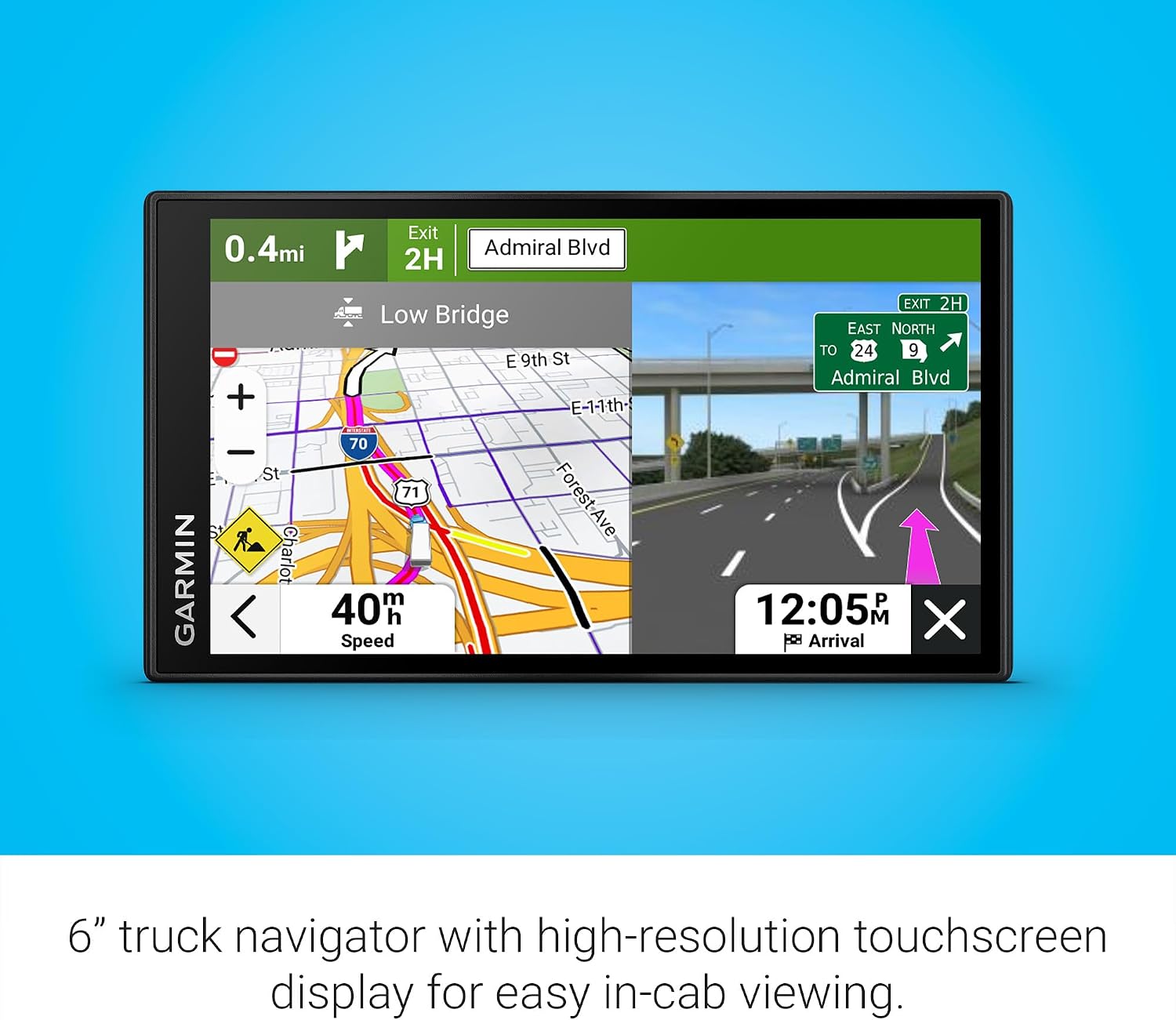 Garmin dēzl™ OTR620, 6” GPS Truck Navigator | Crisp High-Resolution Touchscreen Display, Expert Arrival Planning, Custom Truck Routing