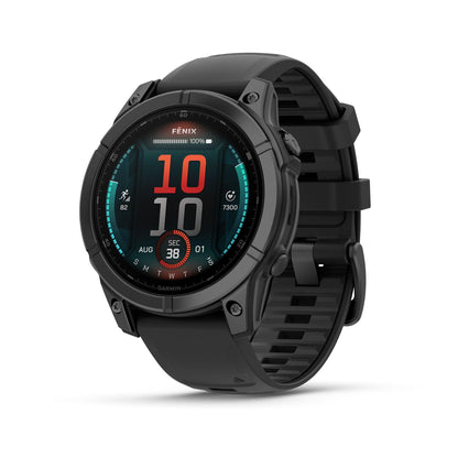 Garmin fēnix® 8, Sapphire, 51mm, DLC Titanium, Black/Pebble Gray | Larger-Sized Premium Multisport Smartwatch, AMOLED Display, GPS, Built-In Flashlight, Dive-Rated, Built-In Speakers & Mic