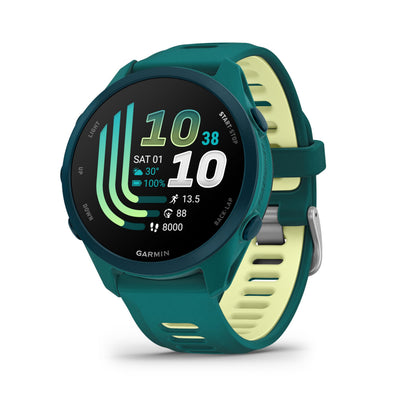 Garmin Forerunner® 170 Music, 43mm, Whitestone/Cloud Blue | GPS Running Smartwatch, Music On Your Wrist, Pace & Distance, Daily Suggested Workouts, Garmin Coach, Adaptive Training Plans