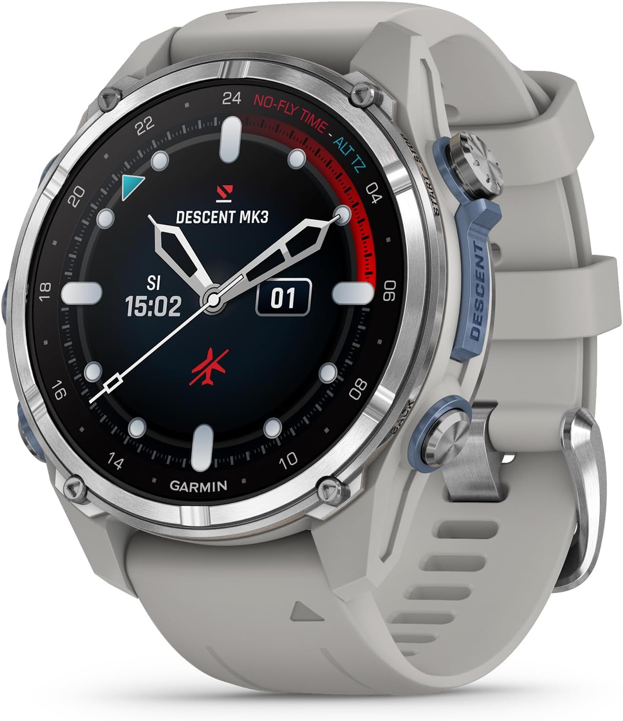 Garmin Descent™ Mk3, Watch-Style Dive Computer, 43mm, Fog Gray | Subwave Sonar Networking, Multiple Dive Modes, Dive Focused Design, Dive Readiness Tool, Built-In Flashlight, Dive Log