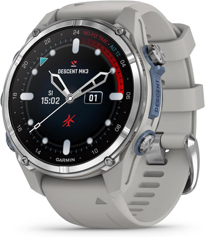 Garmin Descent™ Mk3, Watch-Style Dive Computer, 43mm, Fog Gray | Subwave Sonar Networking, Multiple Dive Modes, Dive Focused Design, Dive Readiness Tool, Built-In Flashlight, Dive Log