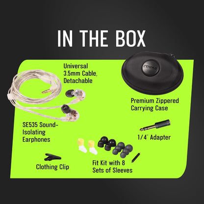Shure SE535 PRO Sound Isolating Wired Earbuds - Clear