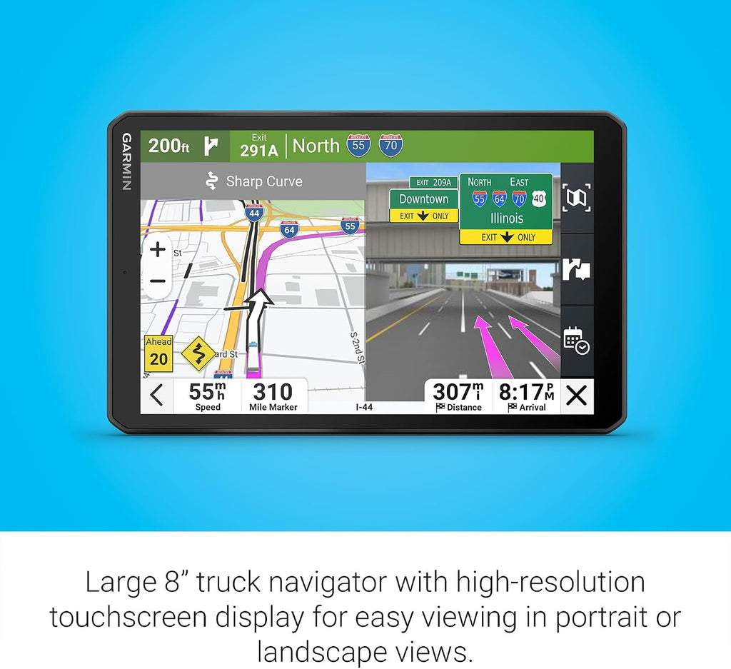 Garmin dēzl™ OTR820, Large 8” GPS Truck Navigator | Crisp High-Resolution Touchscreen Display, Expert Arrival Planning, Custom Truck Routing
