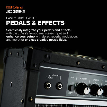 Roland JC-22 Jazz Chorus | Ultra-Compact Guitar Amplifier | Iconic JC Clean Tone | Signature Chorus Effect | Powerful 30-Watt Stereo Amp | Dual 6.5” Speakers | Enhances Pedals, Multi-FX & More