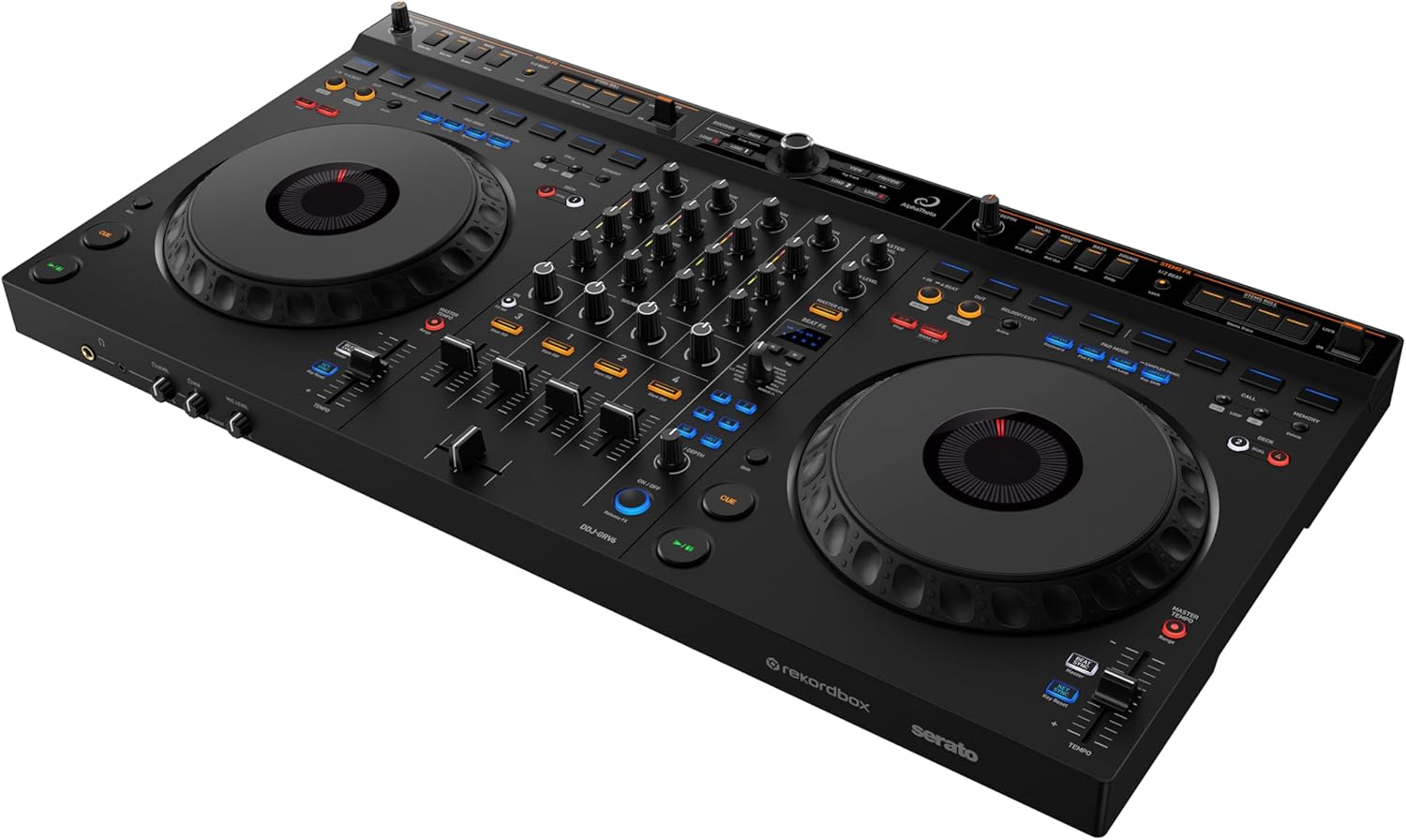 AlphaTheta DDJ‑GRV6 4‑Channel DJ Controller — Groove Circuit Live Remixing, Club‑Standard Layout, Full‑Size Jog Wheels, rekordbox & Serato DJ Pro Compatible