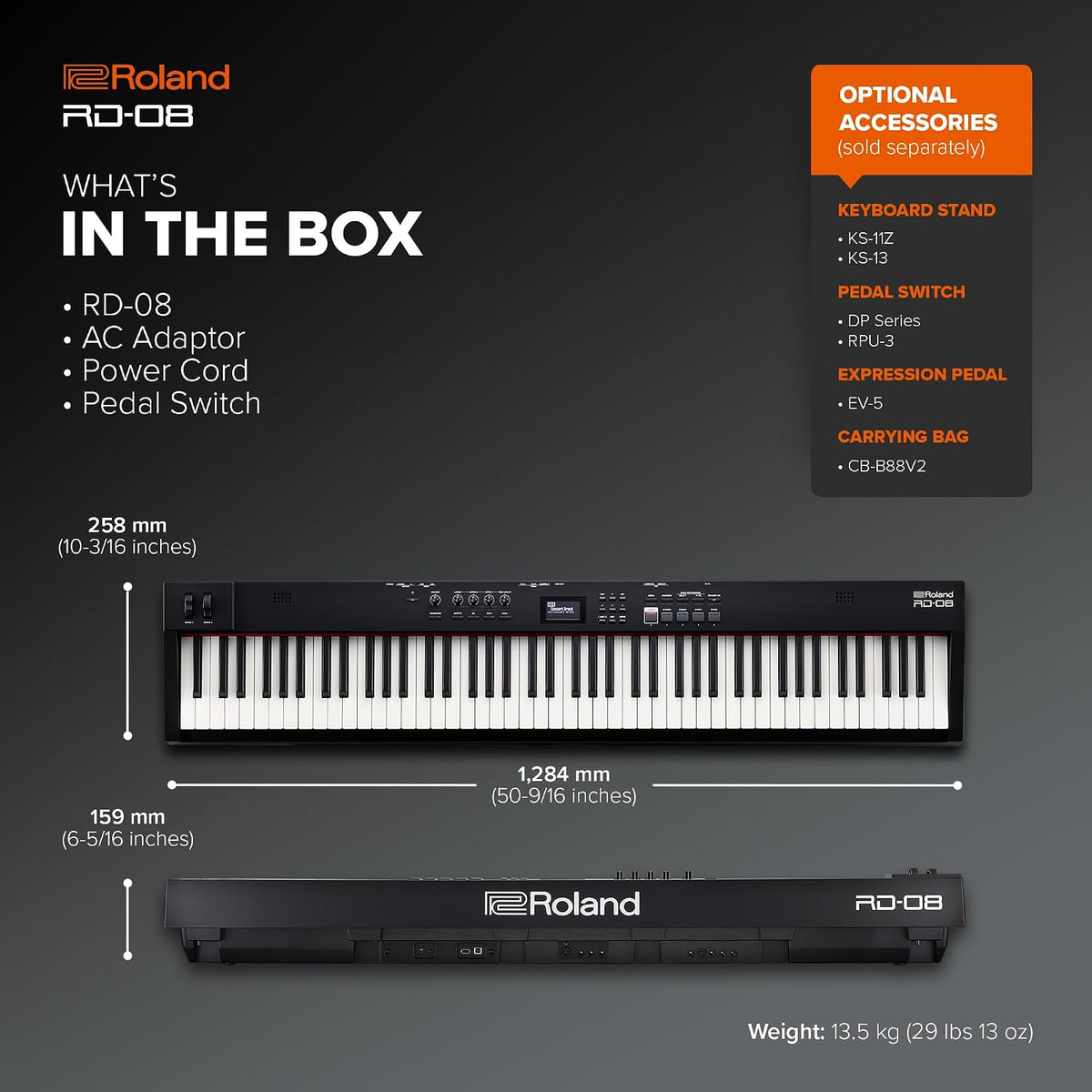 Roland RD-08 Stage Piano, 88-Note Weighted-Action PHA-4 Keyboard