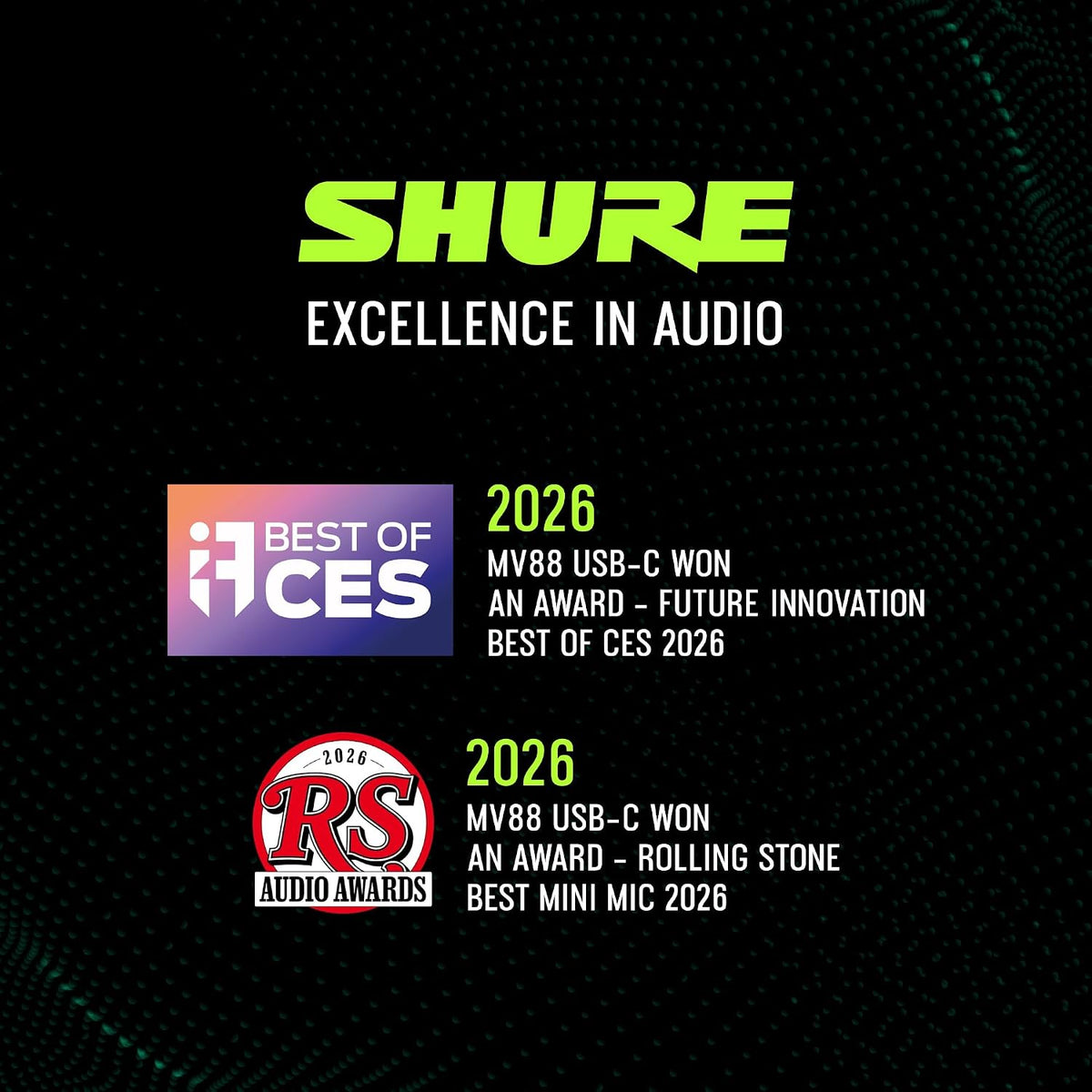 Shure MV88 USB-C Microphone for Mobile Recording - Black