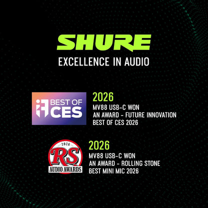 Shure MV88 USB-C Microphone for Mobile Recording - Black
