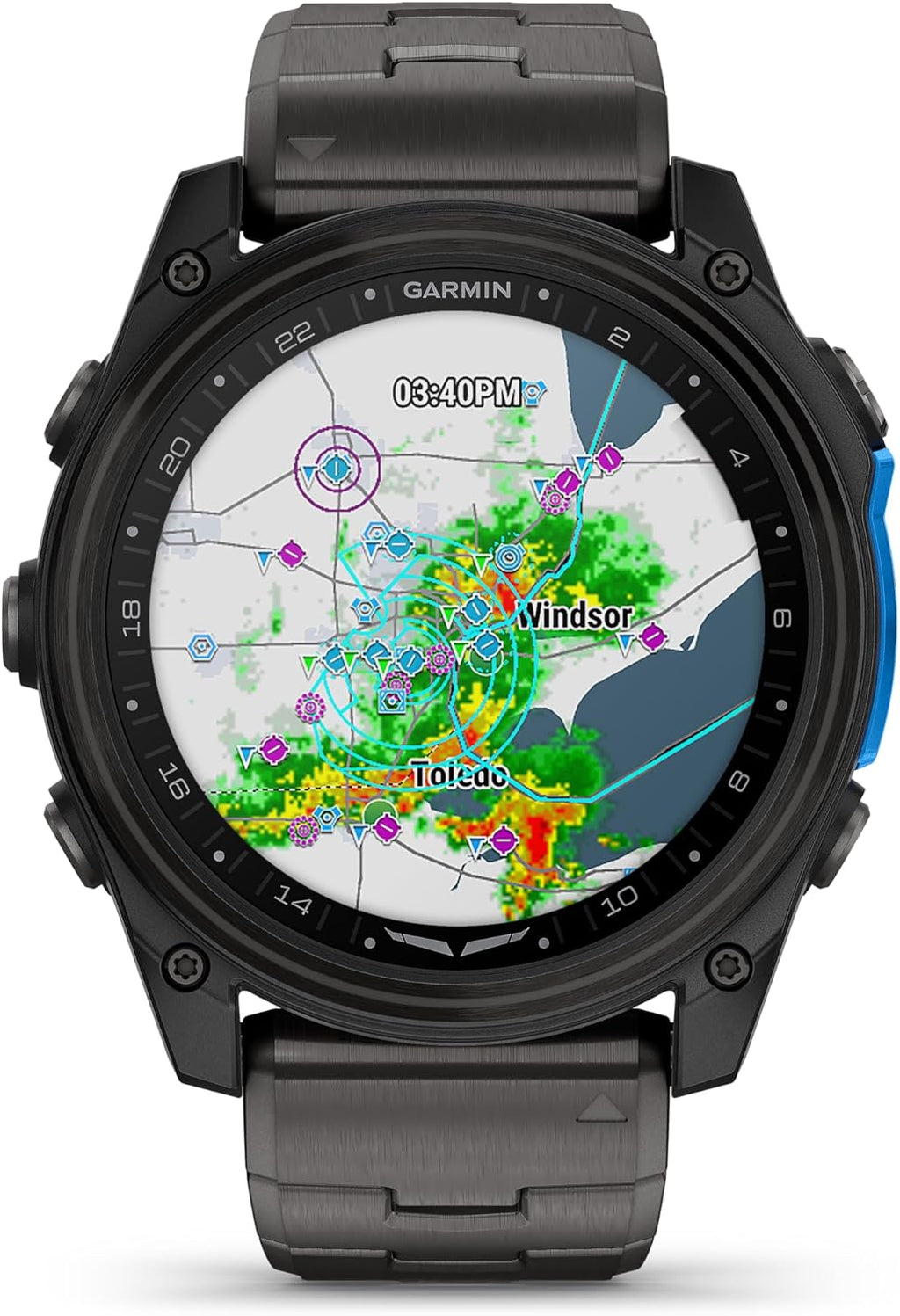 Garmin D2™ Mach 2 – 51 mm, Premium Aviator Smartwatch with GPS, Advanced Flight Maps, LED Flashlight, Built-in Microphone/Speaker for Calls and Texts, Carbon Gray DLC Titanium with Titanium Bracelet
