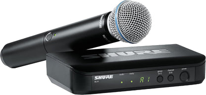 Shure BLX24/B58 Handheld Audio System H9 Band (512–542 MHz) – BLX4 Receiver, BLX2/B58 Handheld Transmitter with Beta 58A Supercardioid Capsule, Up to 14 Hr Battery, 300 ft Range