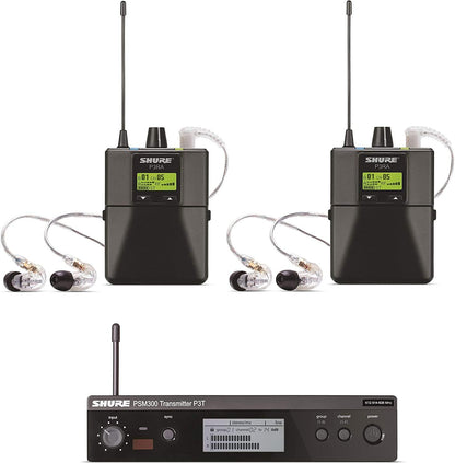 Shure PSM300 P3TRA215TWP Pro Wireless In-Ear Personal Monitor System with SE215-CL Earphones, Twinpack - J13 Band