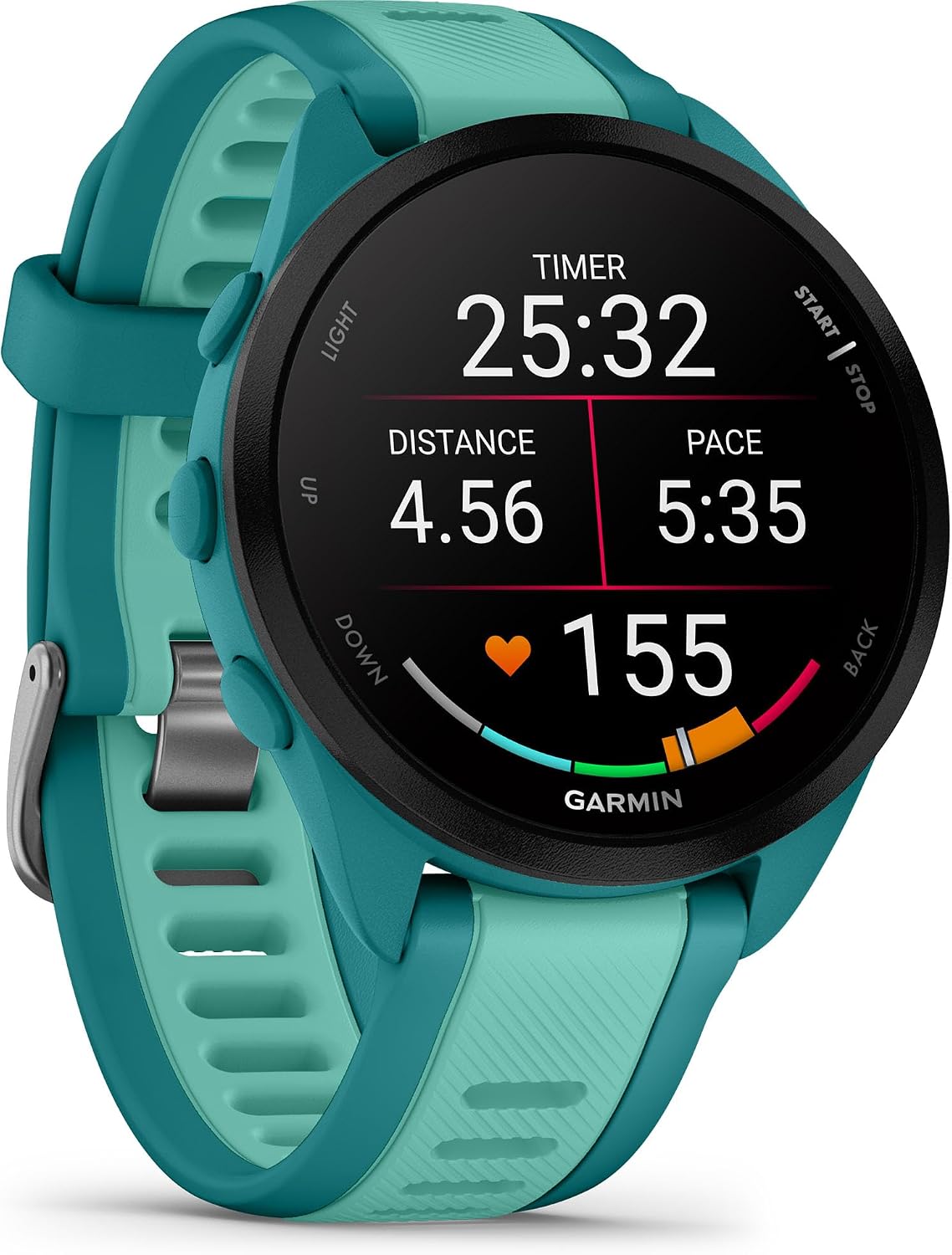 Garmin Forerunner® 165 Music, Running Smartwatch, 43mm, Turquoise | Music On Your Wrist, Essential Training & Recovery Features, Built-In GPS for Distance, Pace & Speed, Garmin Coach