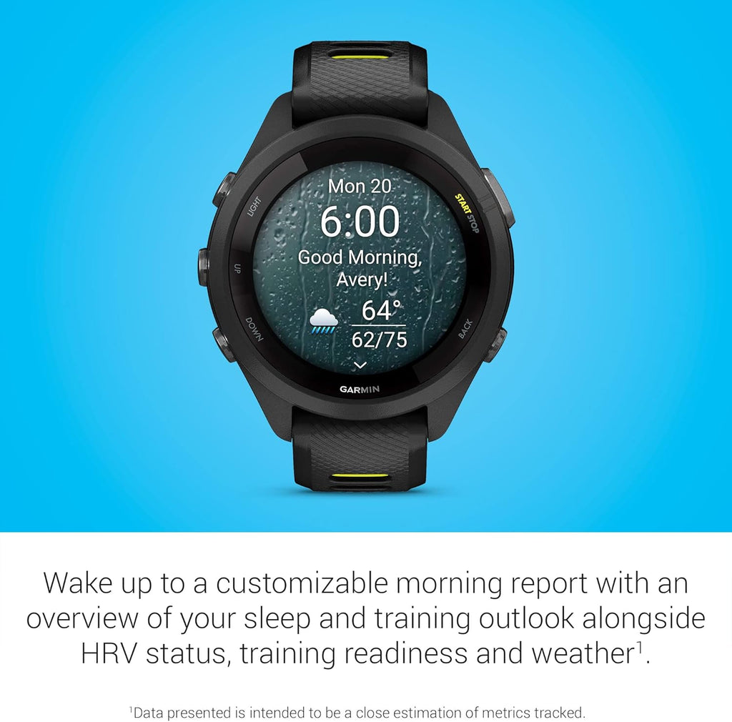 Garmin Forerunner® 265S, Running Smartwatch, 42mm, Black/Amp Yellow | Advanced Training Metrics & Recovery Insights, Music On Your Wrist, Garmin Coach, Daily Suggested Workouts
