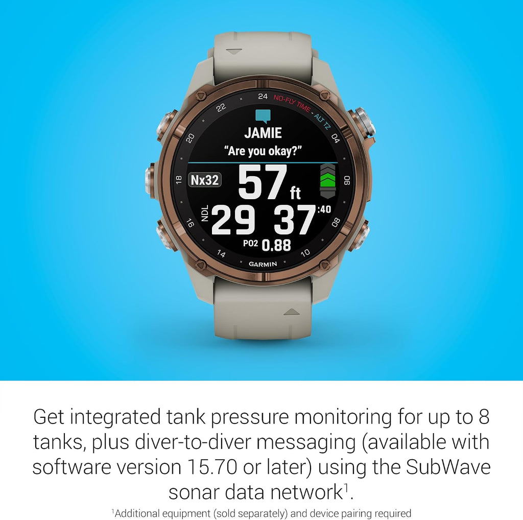 Garmin Descent™ Mk3i, Watch-Style Dive Computer, 43mm, French Gray | Subwave Sonar Networking, Multiple Dive Modes, Dive Focused Design, Dive Readiness Tool, Built-In Flashlight, Dive Log