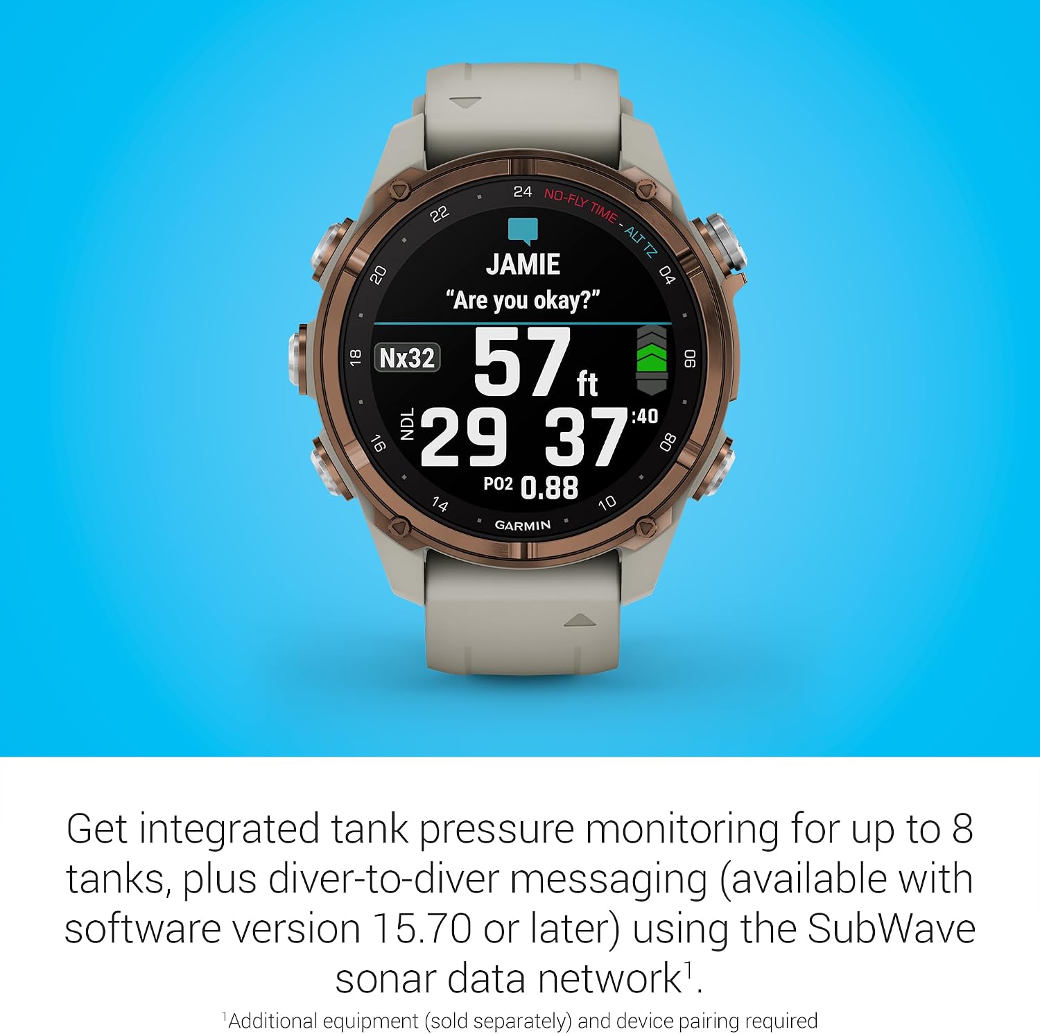 Garmin Descent™ Mk3i, Watch-Style Dive Computer, 43mm, French Gray | Subwave Sonar Networking, Multiple Dive Modes, Dive Focused Design, Dive Readiness Tool, Built-In Flashlight, Dive Log