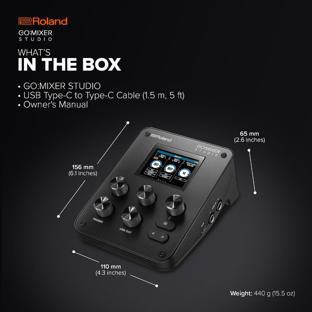 Roland GO:MIXER STUDIO | Portable Multi-Channel Mixer & Audio Interface | Perfect for Content Creators & Musicians | Studio-Grade Audio Quality | Onboard FX