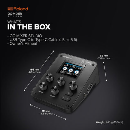 Roland GO:MIXER STUDIO | Portable Multi-Channel Mixer & Audio Interface | Perfect for Content Creators & Musicians | Studio-Grade Audio Quality | Onboard FX