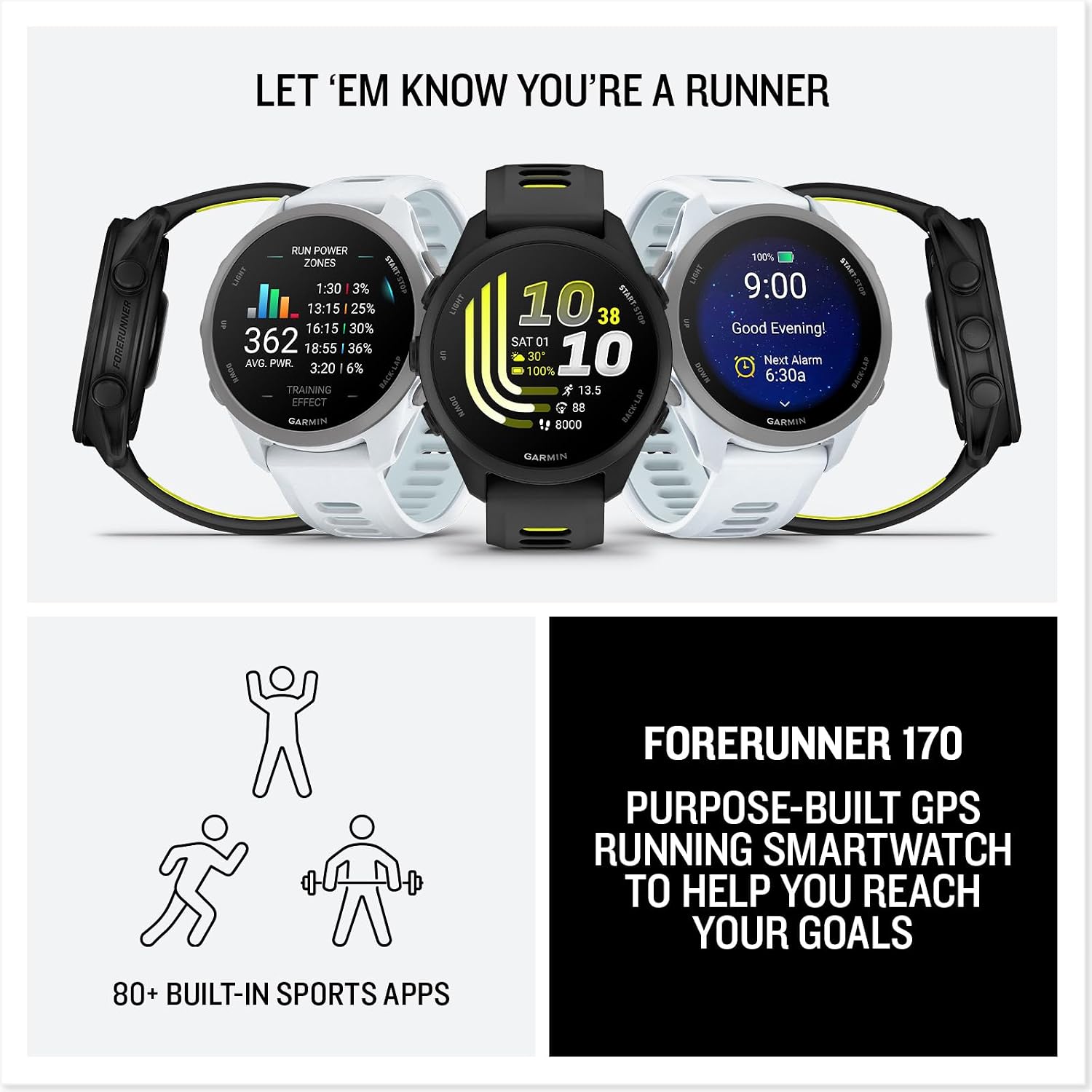 Garmin Forerunner® 170 Music, 43mm, Teal Green/Citron | GPS Running Smartwatch, Music On Your Wrist, Pace & Distance, Daily Suggested Workouts, Garmin Coach, Adaptive Training Plans