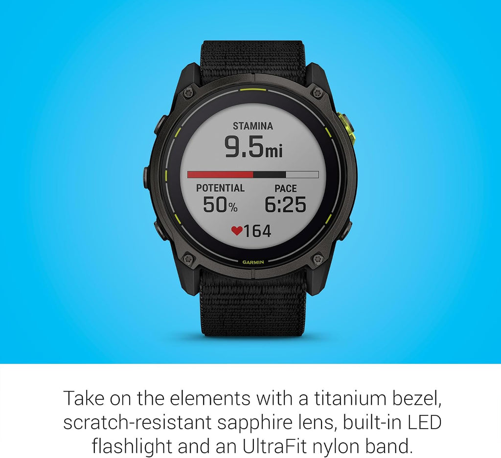 Garmin Enduro™ 3, Solar, 51 mm, Sapphire, Black UltraFit Nylon Strap | Ultraperformance GPS Smartwatch, Solar Charging, Advanced Training Metrics & Maps, , Round-Trip Routing, Built-In Flashlight
