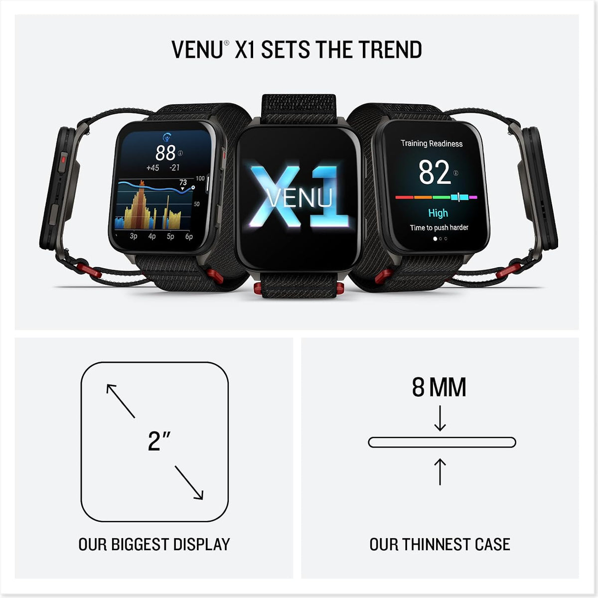 Garmin Venu® X1, Thin & Lightweight Smartwatch, 51mm, Black