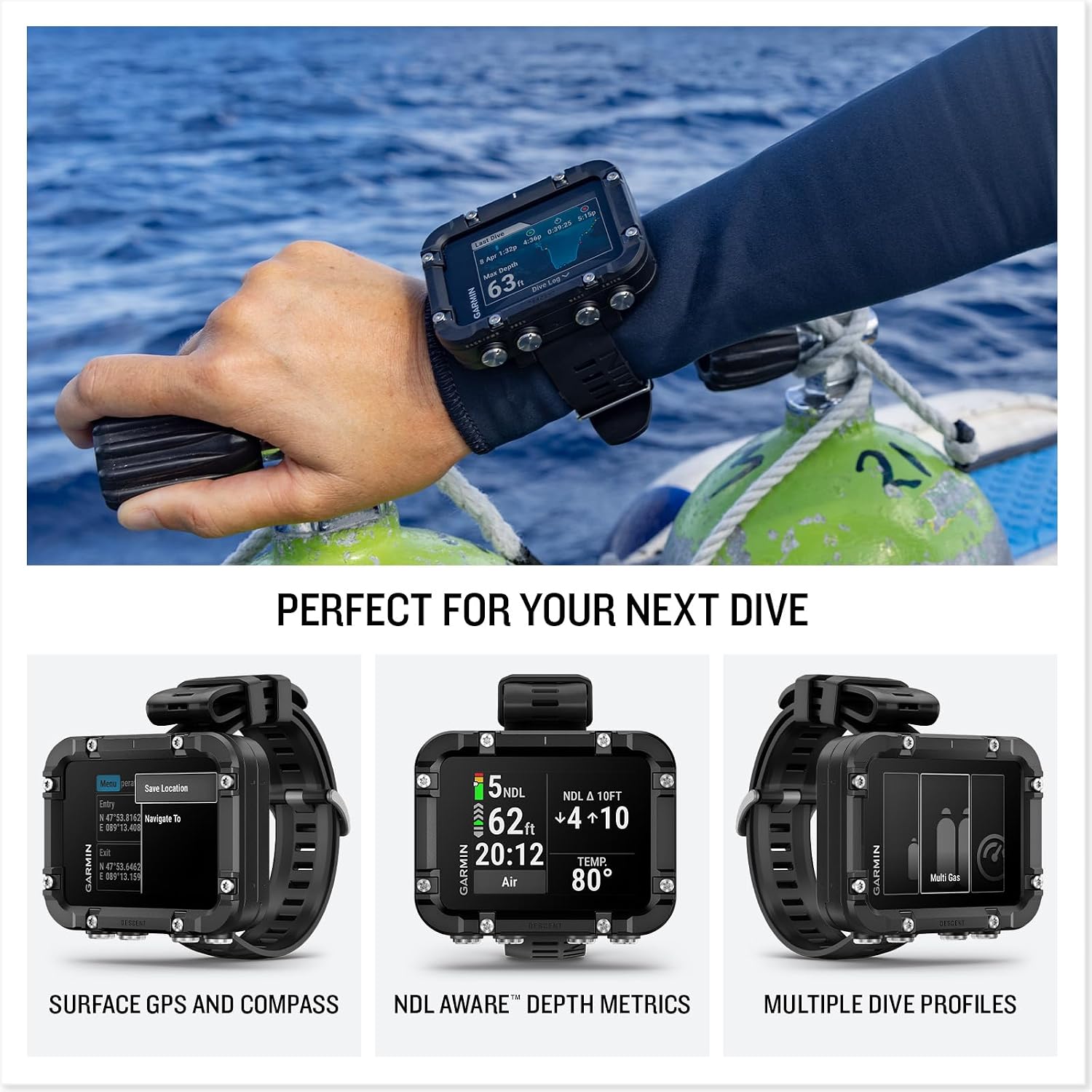 Garmin Descent™ X30, Rugged Dive Computer with Surface GPS | Vibrant 2.4" Color Display, Mutliple Dive Profiles, 10 ATM Dive-Rated, Mark Entry & Exit Points, Up to 30 Hours Battery Life