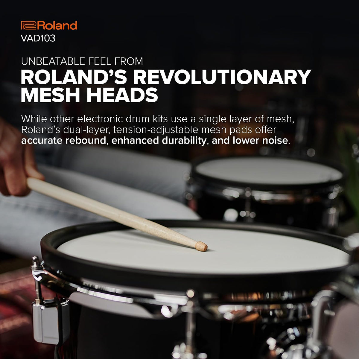 Roland VAD103 V-Drums Premium 4-Piece Electronic Acoustic Design Drum Kit