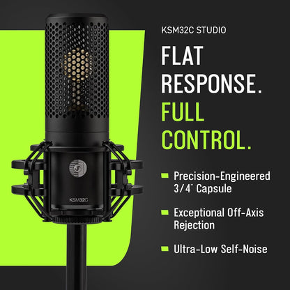 Shure KSM32C Studio Kit Cardioid Condenser Microphone - Precision ¾” Capsule, Low-Frequency Excellence, Ultra-Low Self-Noise, Off-Axis Rejection