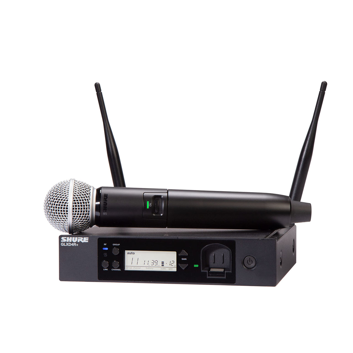 Shure GLXD24+/B87A Dual Band Pro Digital Wireless Microphone System – 12-Hour Battery, 100ft Range with BETA 87A Handheld Vocal Mic & Single Channel Receiver