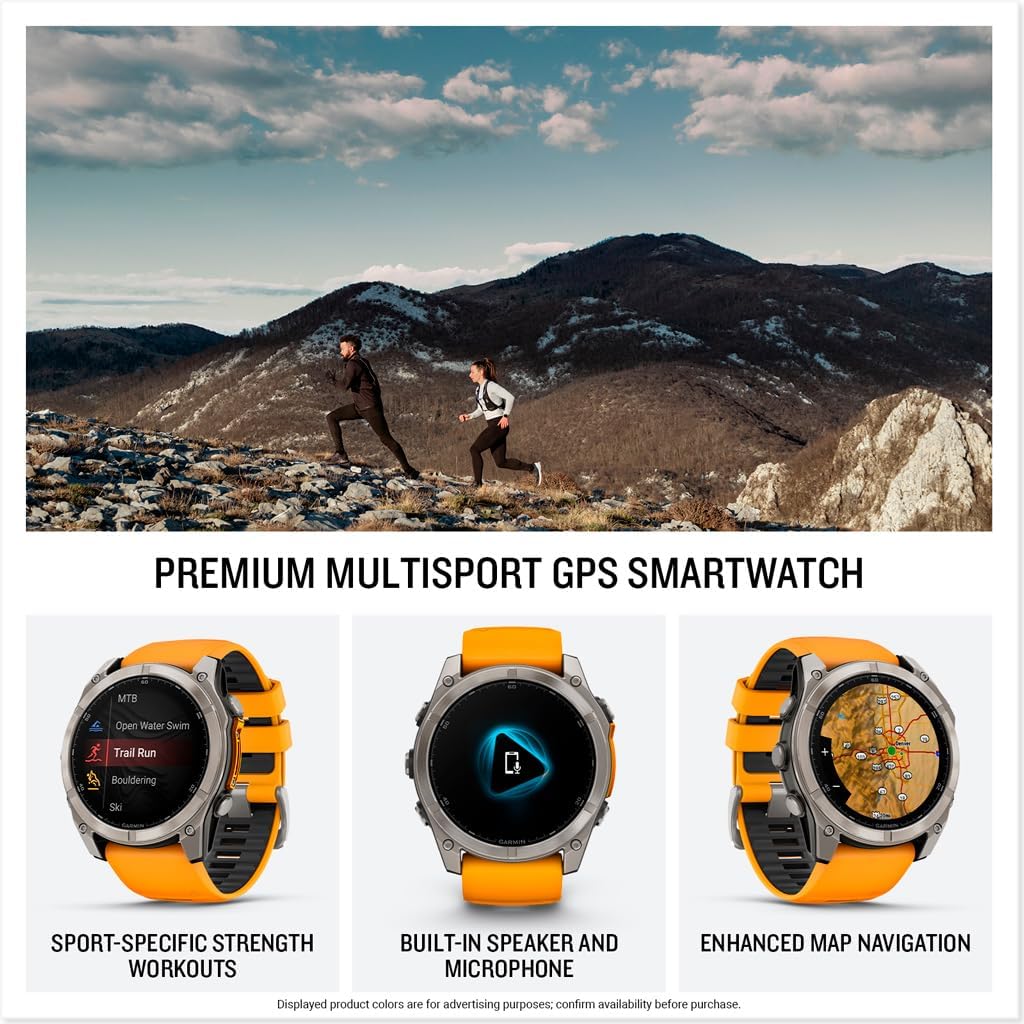 Garmin fēnix® 8, Sapphire, Titanium, 51mm, Spark Orange/Graphite | Larger-Sized Premium Multisport Smartwatch, AMOLED Display, GPS, Built-In Flashlight, Dive-Rated, Built-In Speakers & Mic