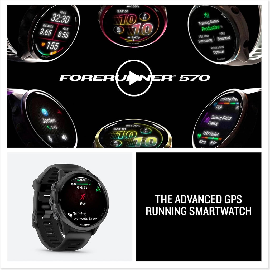 Garmin Forerunner® 570, 47mm, Aluminum, Black | Advanced GPS Running & Triathlon Smartwatch, AMOLED Display, Training & Recovery Features