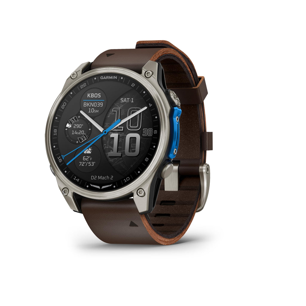 Garmin D2™ Mach 2 – 51 mm, Premium Aviator Smartwatch with GPS, Advanced Flight Maps, LED Flashlight, Built-in Microphone/Speaker for Calls and Texts, Carbon Gray DLC Titanium with Titanium Bracelet
