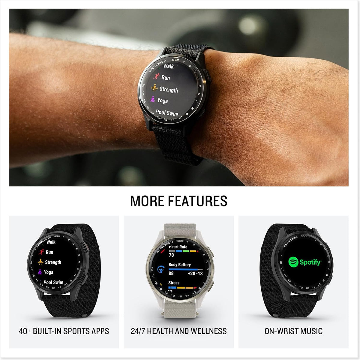 Garmin Approach® S50, Golf GPS Smartwatch, 43mm, Ivory