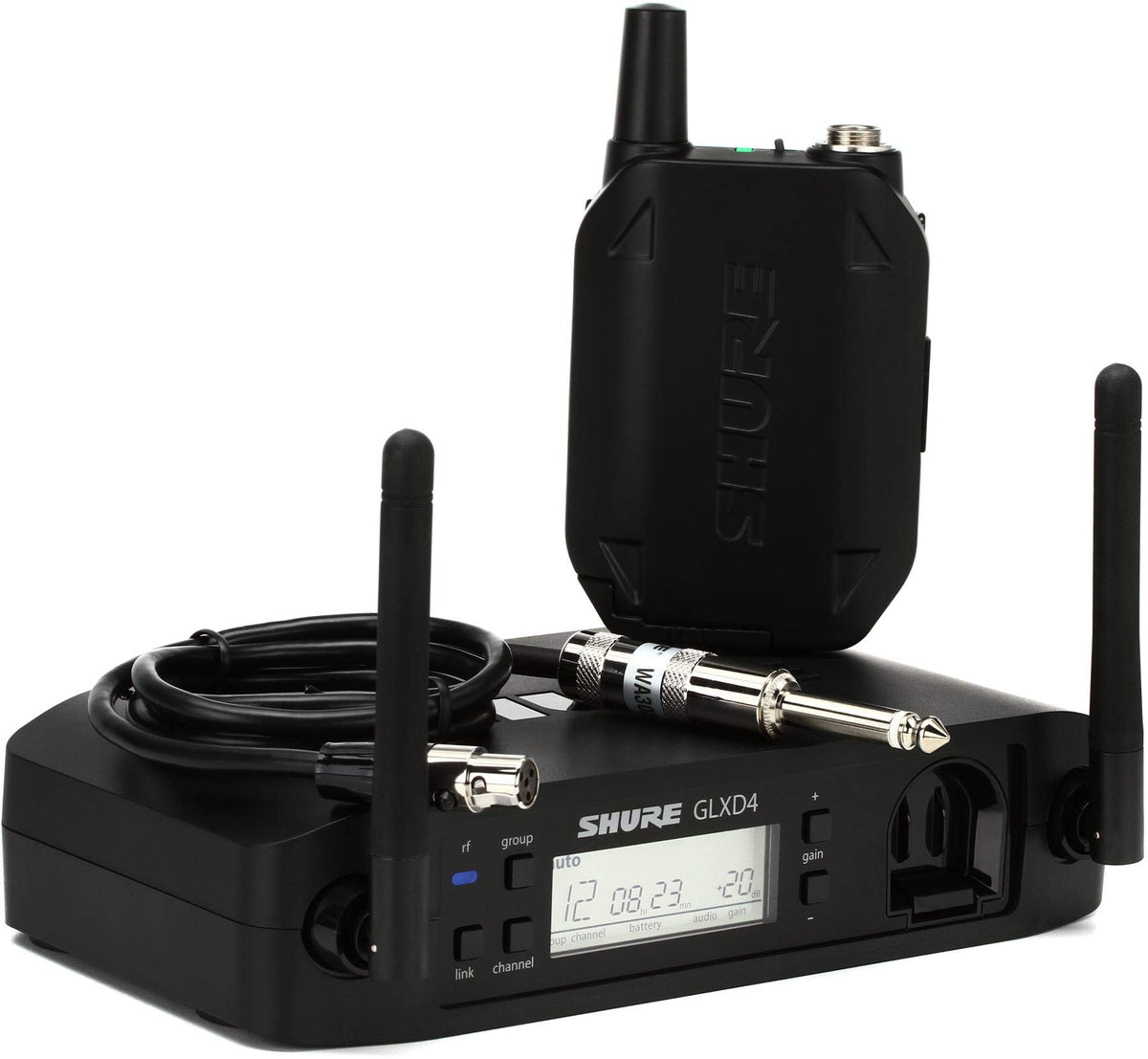Shure GLXD14R+ Dual Band Pro Digital Wireless System for Guitar and Bass - 12-Hour Battery Life, 100 ft Range | Includes 1/4" Jack Instrument Cable & Single Channel Rack Mount Receiver (GLXD14R+-Z3)