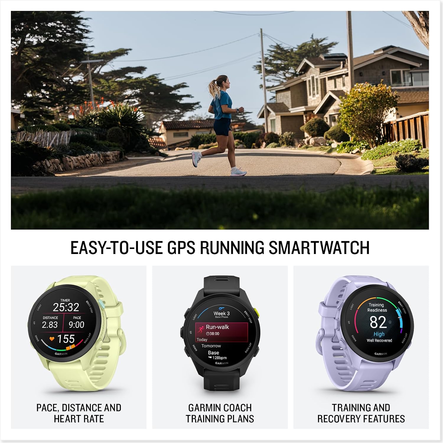 Garmin Forerunner® 70, 43mm, Whitestone | Beginner-Level Running Smartwatch, Pace, Distance and Heart Rate, Daily Suggested Workouts, Adaptive Training Plans