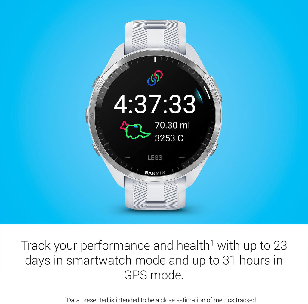 Garmin Forerunner® 965, Running Smartwatch, 47mm, Whitestone/Powder Gray | Maps, Advanced Training Metrics & Recovery Insights, Maps, Music On Your Wrist, Garmin Coach, Daily Suggested Workouts