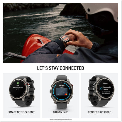 Garmin fēnix® 8 Pro, 51mm, Sapphire, Titanium, Graphite/Black | Premium Multisport Smartwatch, inReach® Technology, AMOLED Display, Built-In Flashlight, Dive-Rated, Built-In Speakers & Mic