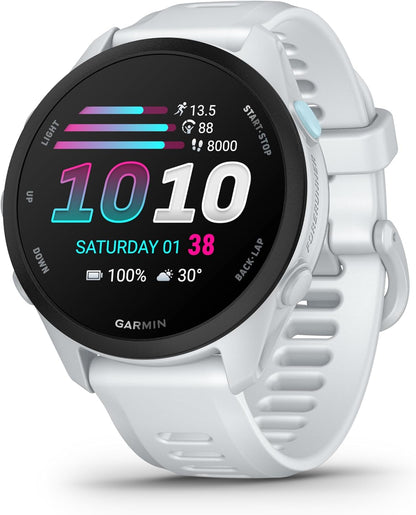 Garmin Forerunner® 70, 43mm, Whitestone | Beginner-Level Running Smartwatch, Pace, Distance and Heart Rate, Daily Suggested Workouts, Adaptive Training Plans