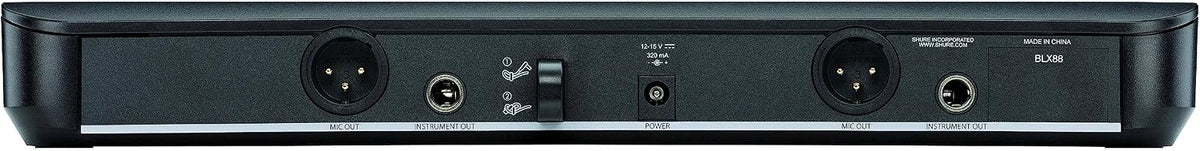 Shure BLX88 Dual-Channel Wireless Receiver J11 Band (596–620 MHz) – BLX Series Receiver for Two Transmitters, QuickScan Frequency Selection, XLR & 1/4" Outputs, Up to 300 ft Range