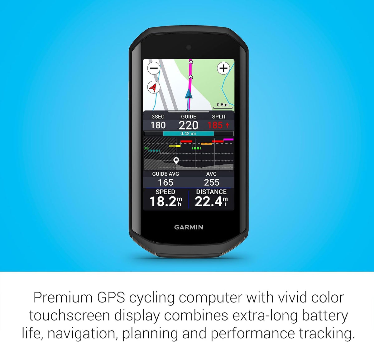 Garmin Edge® 1050, Premium Cycling Computer | Large & Vivid Touchscreen, Advanced Cycling Metrics, Built-In Speaker, Garmin Coach, Groupride, Road Hazard Alerts