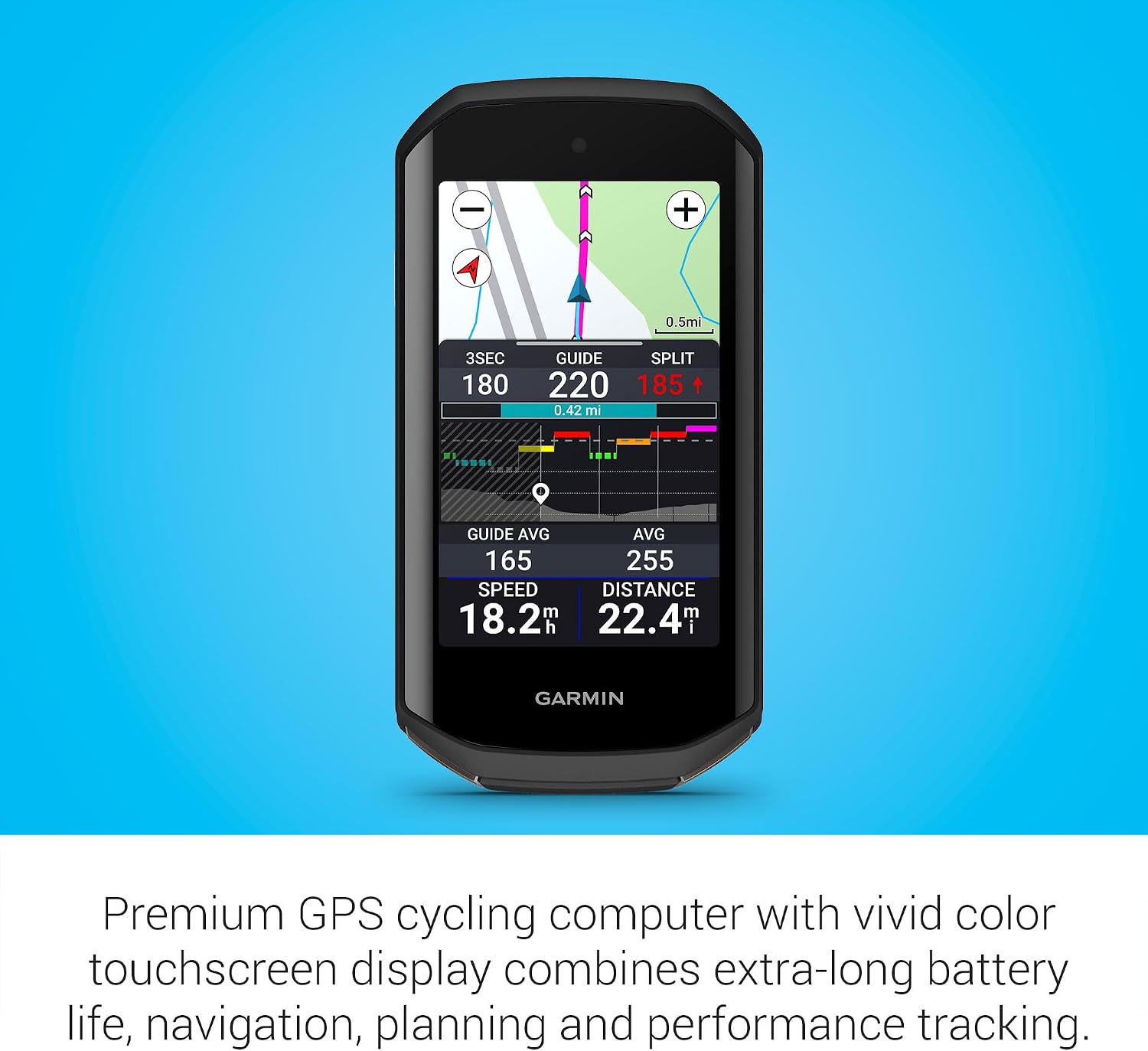 Garmin Edge® 1050, Premium Cycling Computer | Large & Vivid Touchscreen, Advanced Cycling Metrics, Built-In Speaker, Garmin Coach, Groupride, Road Hazard Alerts