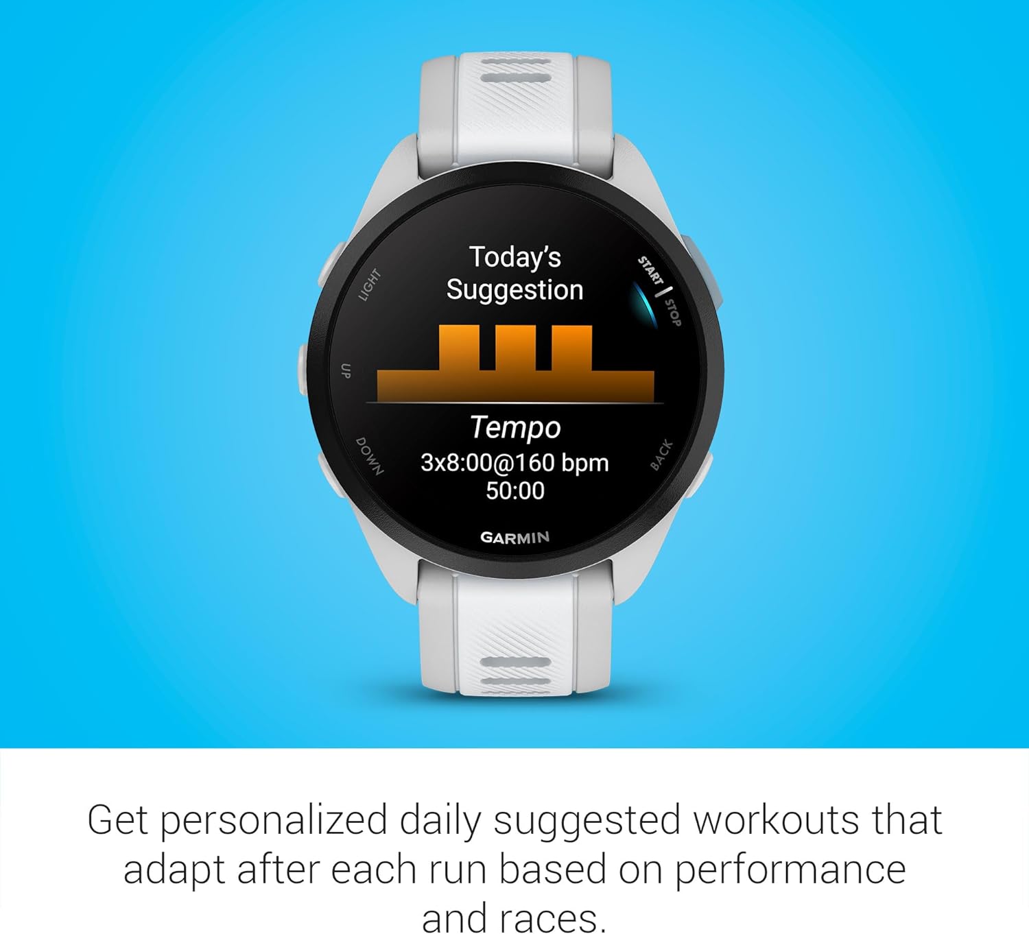 Garmin Forerunner® 165, Running Smartwatch, 43mm, Whitestone | Essential Training & Recovery Features, Built-In GPS for Distance, Pace & Speed, Garmin Coach, Daily Suggested Workouts